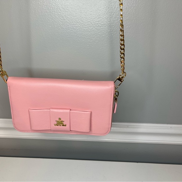 Prada Light Pink Bow Saffiano Leather Zippy Wallet - Picture 15 of 15